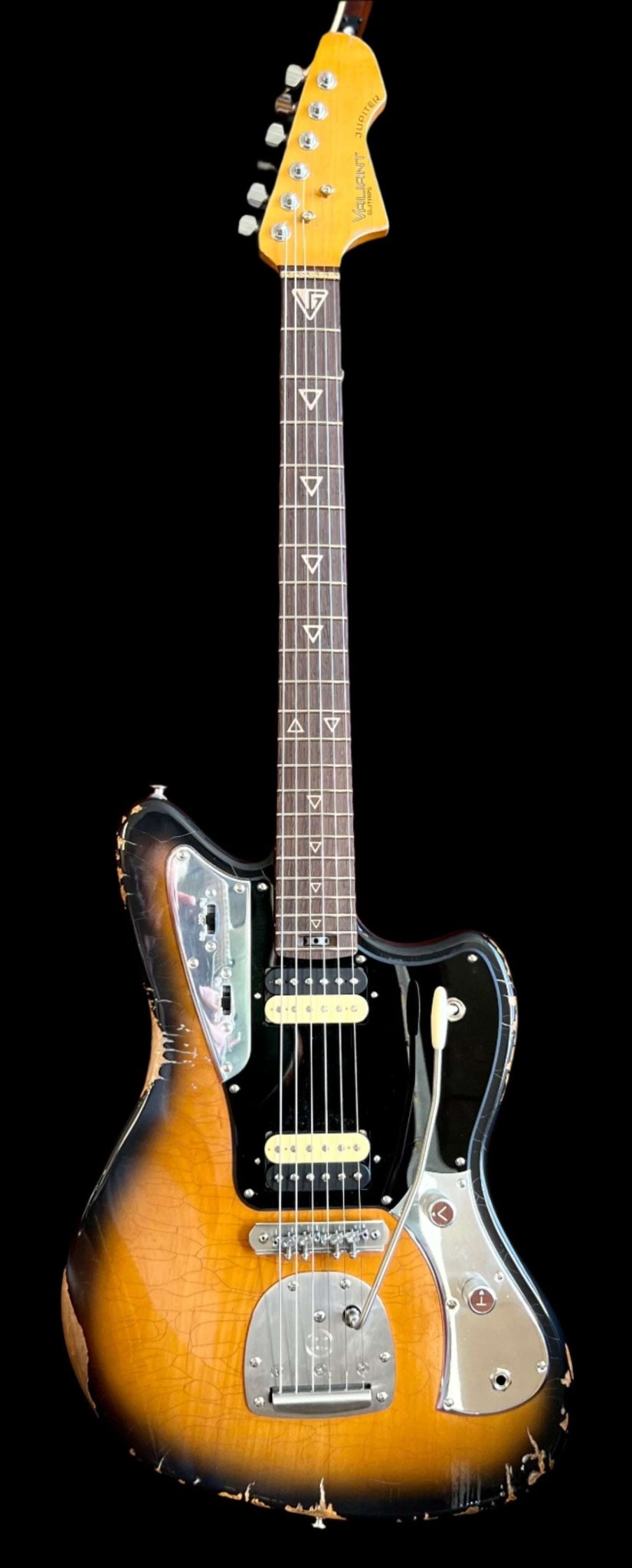 Valiant Jupiter Sunburst Distressed Mastery - With Stainless Steel Frets Upgrade - Ultimate Luxury Hand Crafted Electic Guitar - Richards Guitars Of Stratford Upon Avon