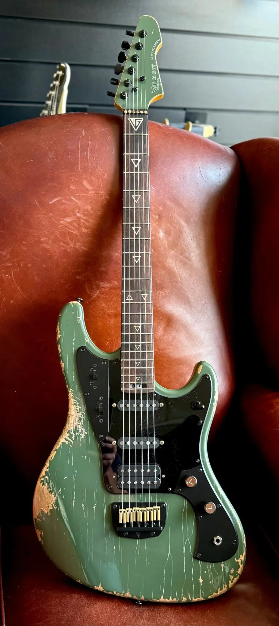 Buy Valiant Olive Green Distressed "Extreme" w' Stainless Steel Frets 