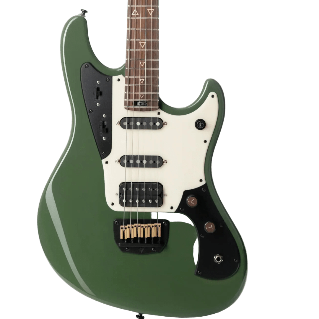 Valiant Olive Green Mash w Stainless Steel Frets - Richards Guitars Of Stratford Upon Avon
