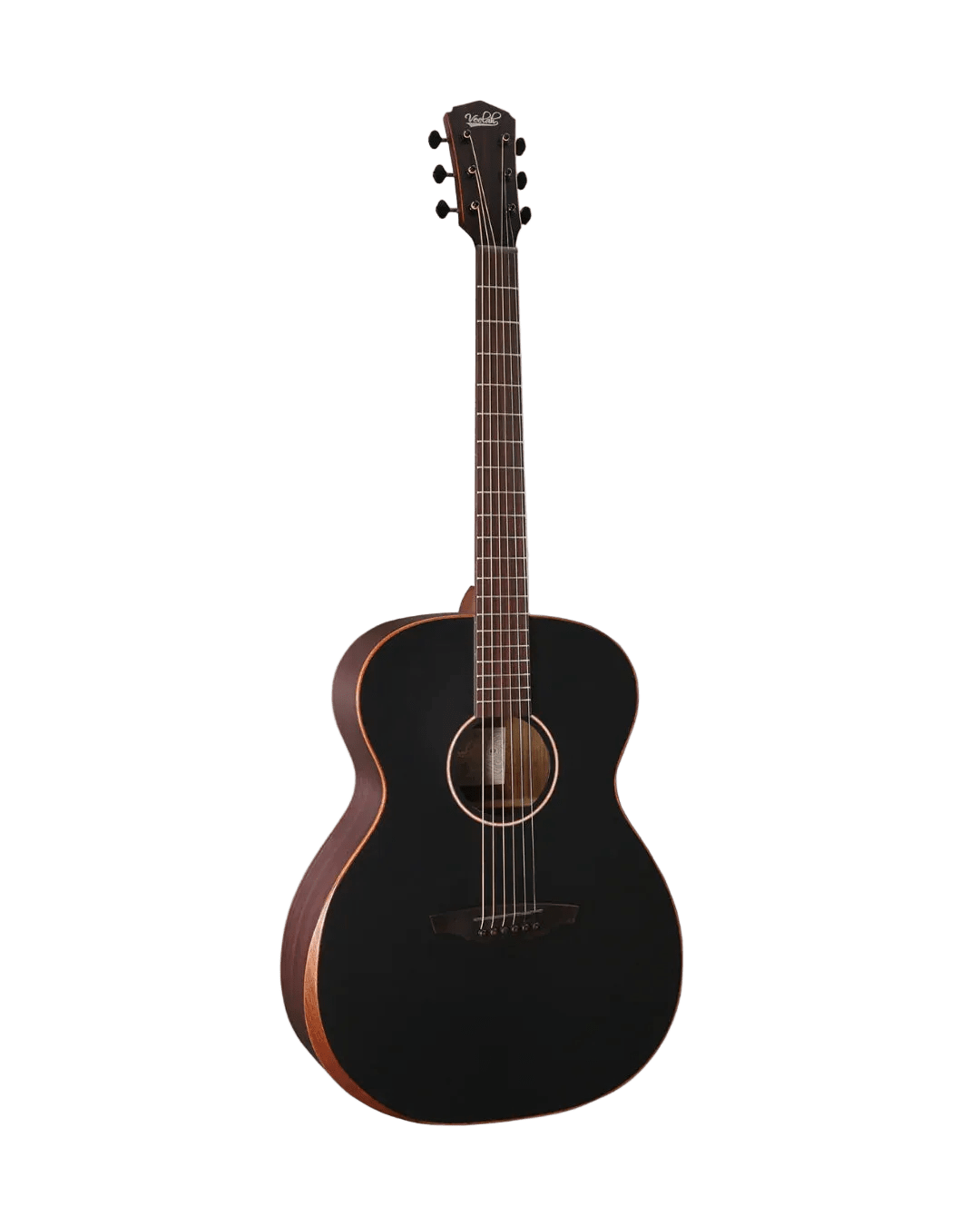 Veelah V4 OM Solid Top Rosewood Armrest Satin Black Acoustic Guitar w/ Gig Bag - Richards Guitars Of Stratford Upon Avon