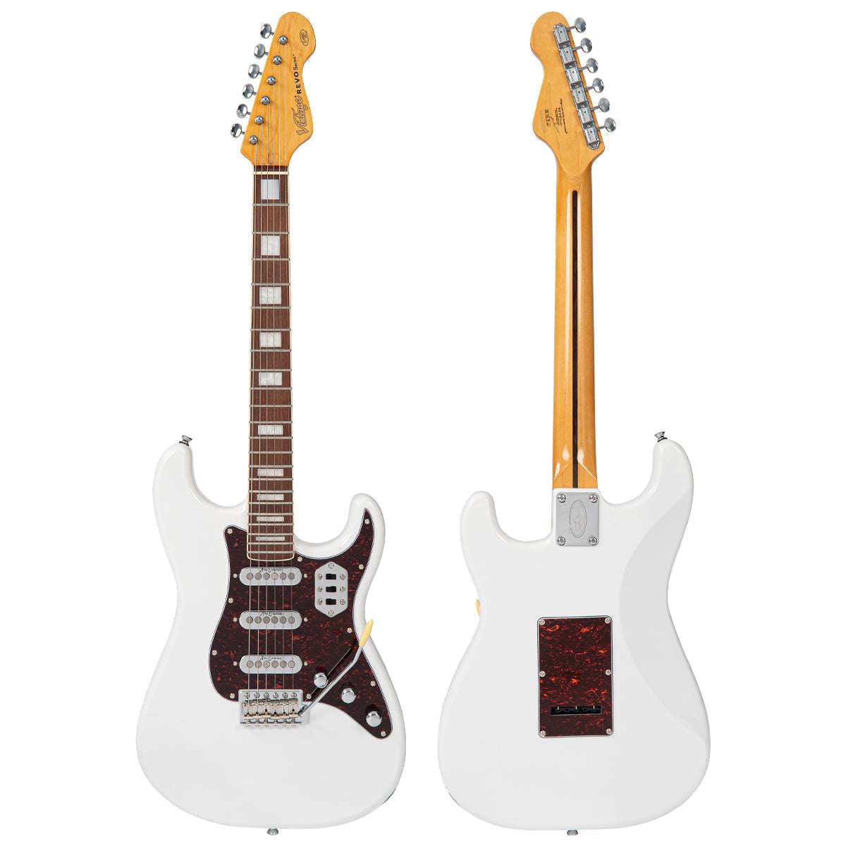 Vintage REVO Series 'Deluxe' Guitar ~ Arctic White - Richards Guitars Of Stratford Upon Avon