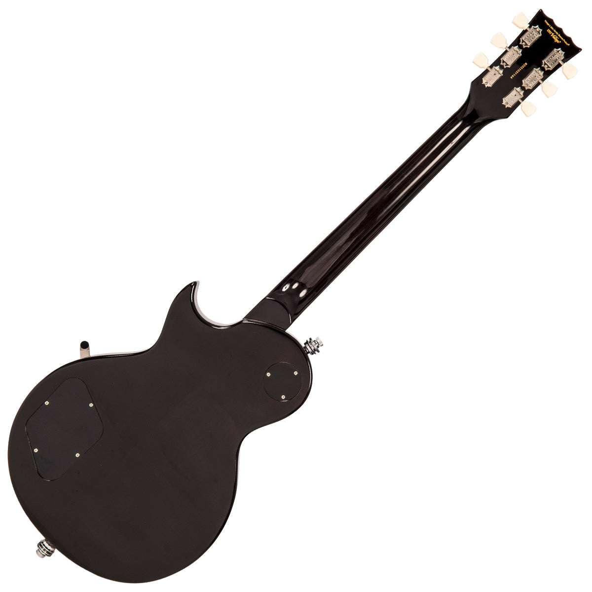 Vintage V100BLB ReIssued Electric Guitar w/Bigsby ~ Flamed Thru Black - Richards Guitars Of Stratford Upon Avon