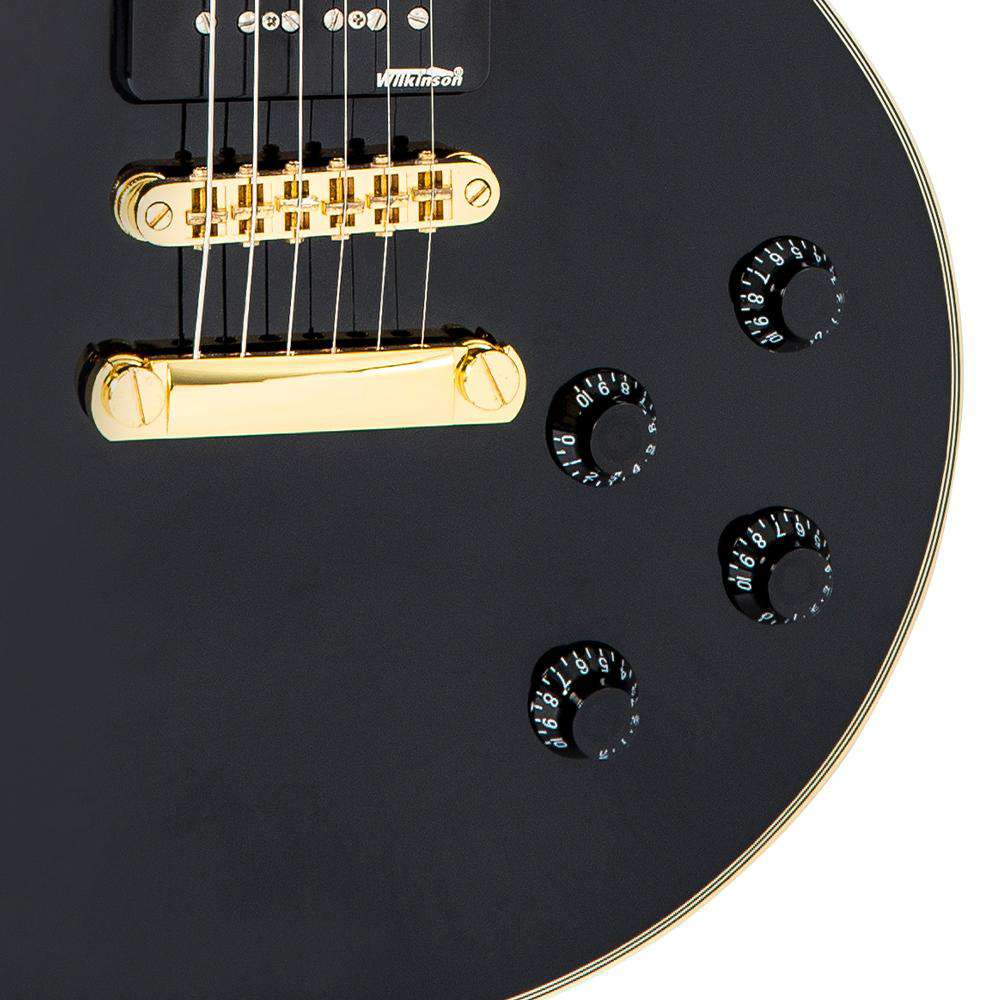 Vintage V100PBB ReIssued Electric Guitar w/W90 Pickups ~ Boulevard Black - Richards Guitars Of Stratford Upon Avon