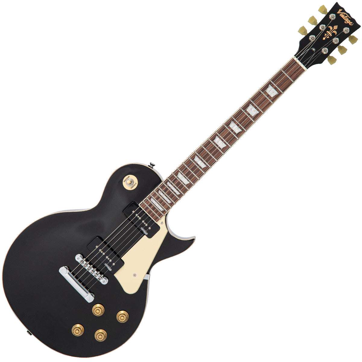 Vintage V100PBK ReIssued Electric Guitar ~ Boulevard Black - Richards Guitars Of Stratford Upon Avon