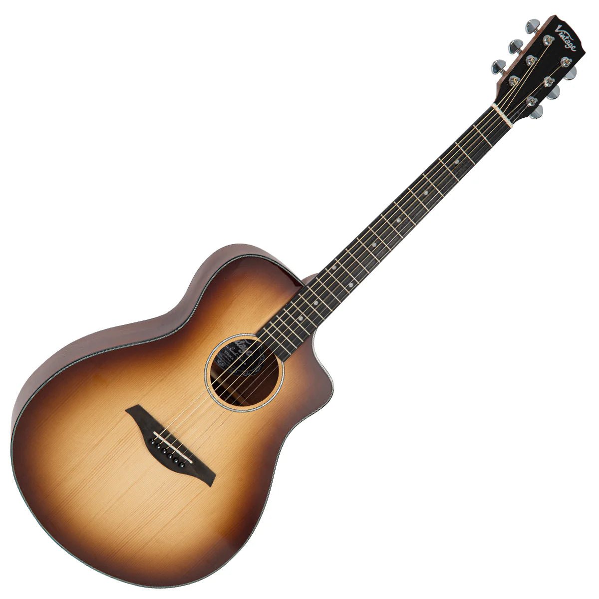 Vintage V300CA Pacific Coast Series Cappuchino Burst Electro - Acoustic Guitar - Richards Guitars Of Stratford Upon Avon