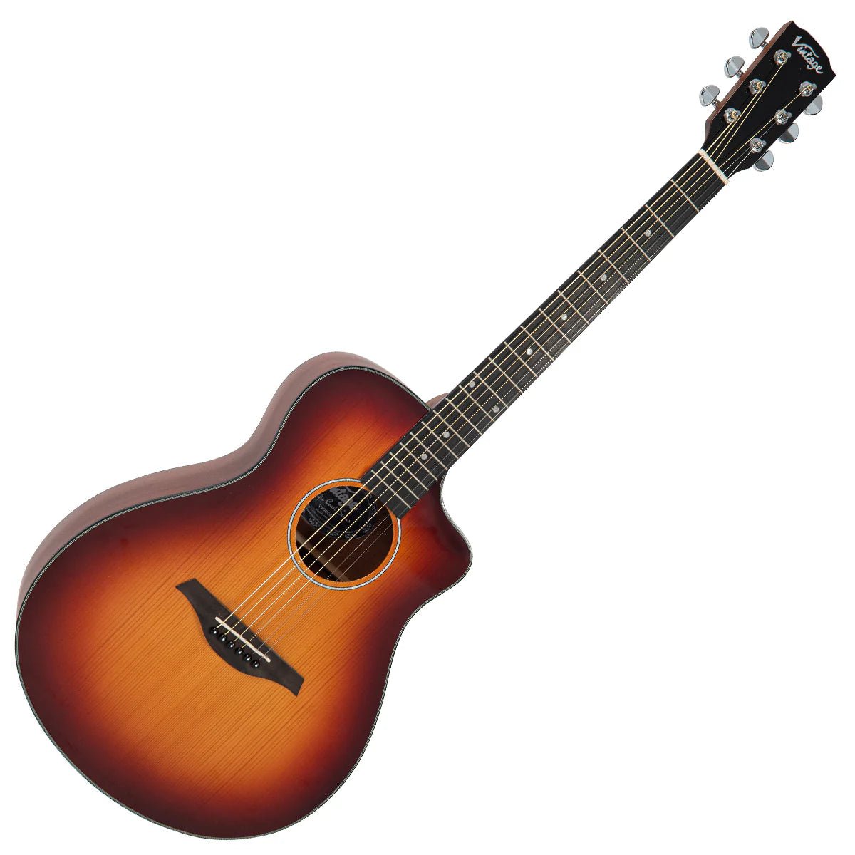 Vintage V300CB Pacific Coast Series Cherry Burst Acoustic Guitar - Richards Guitars Of Stratford Upon Avon