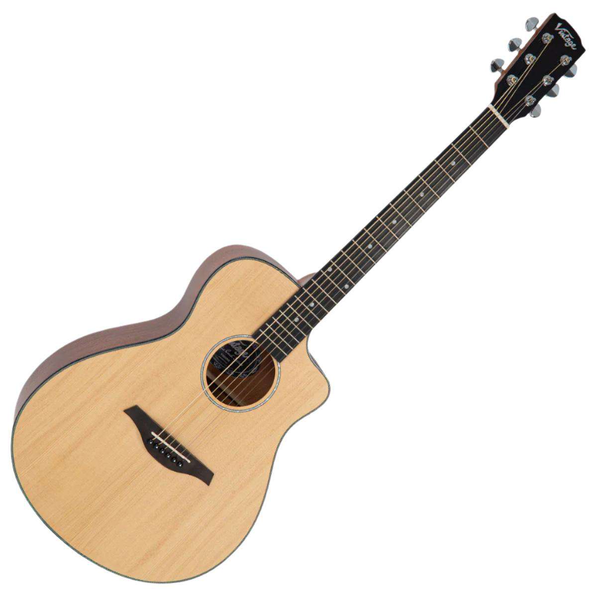 Vintage V300NS Pacific Coast Series Natural Spruce Acoustic Guitar - Richards Guitars Of Stratford Upon Avon