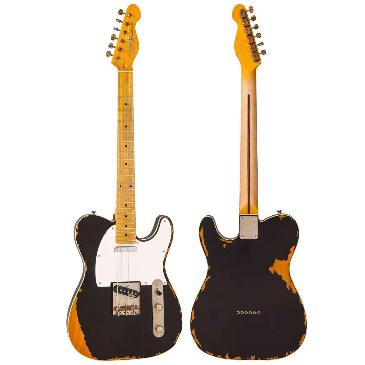 ヴィンテージ風エレキギター ブラック Vintage Icon V59 Vintage V59 ICON Electric Guitar ~ Distressed Black