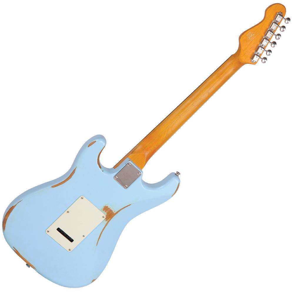 Vintage V6 ICON Electric Guitar ~ Distressed Laguna Blue - Richards Guitars Of Stratford Upon Avon