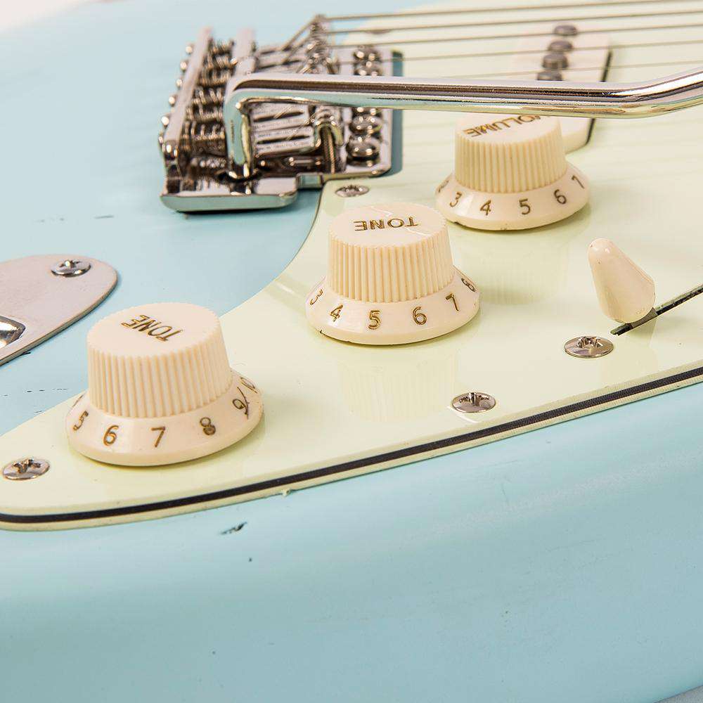 Vintage V6 ICON Electric Guitar ~ Distressed Laguna Blue - Richards Guitars Of Stratford Upon Avon