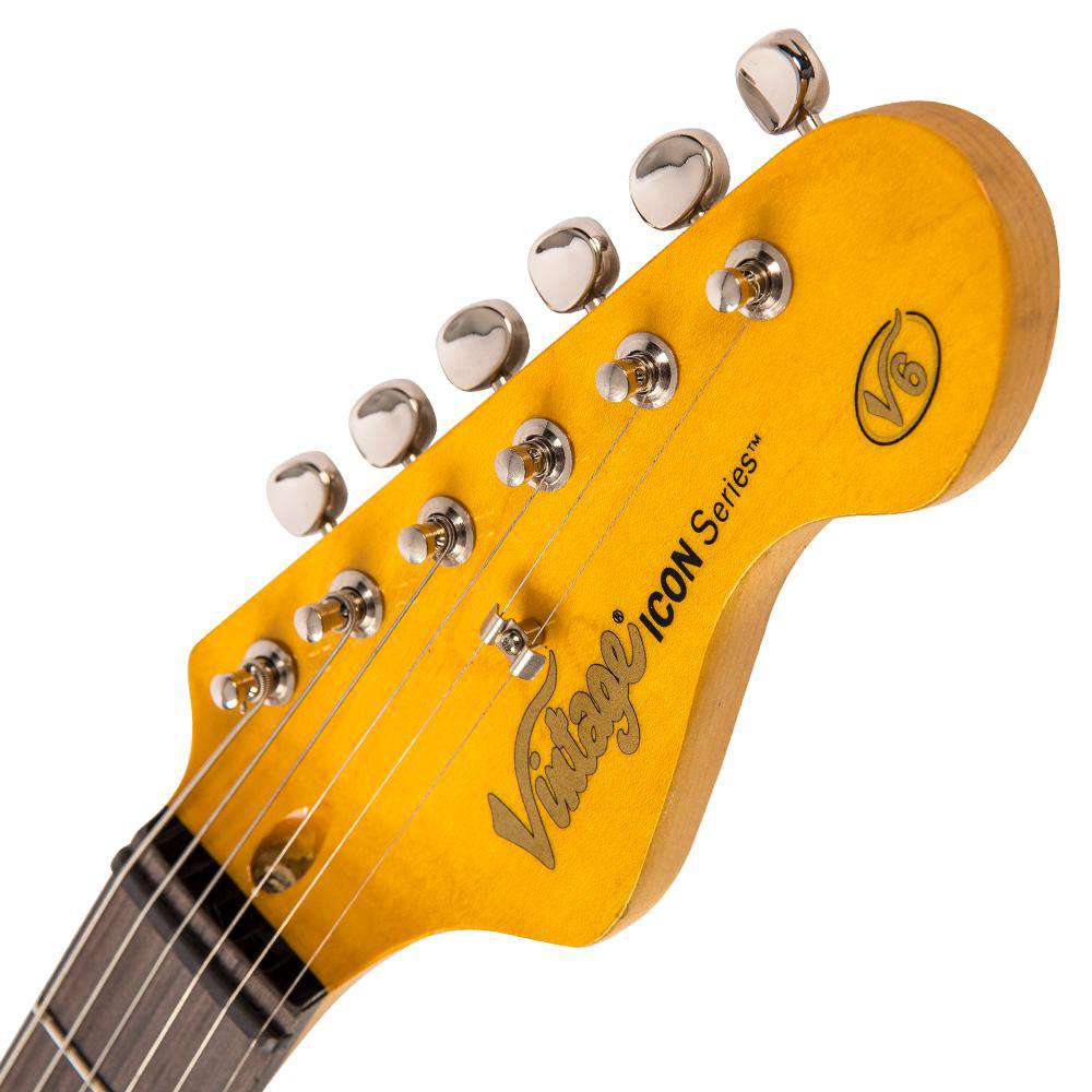 Vintage V6 ICON Electric Guitar ~ Distressed Laguna Blue - Richards Guitars Of Stratford Upon Avon