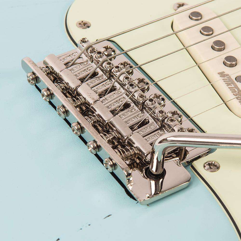 Vintage V6 ICON Electric Guitar ~ Distressed Laguna Blue - Richards Guitars Of Stratford Upon Avon