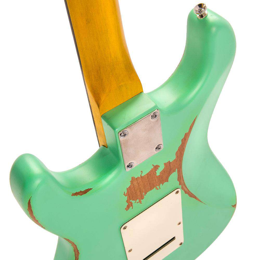 Vintage V6 ICON Electric Guitar ~ Distressed Ventura Green - Richards Guitars Of Stratford Upon Avon