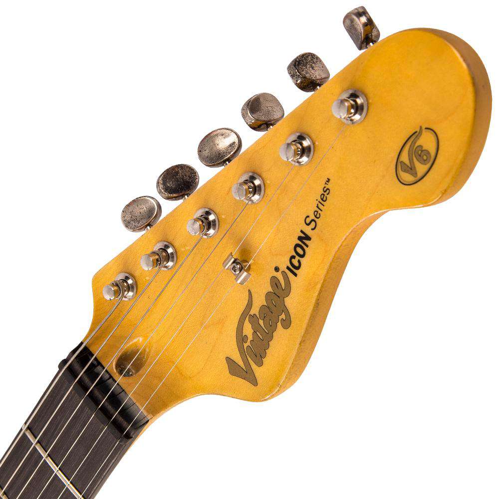Vintage V6 ICON Electric Guitar ~ Distressed Ventura Green - Richards Guitars Of Stratford Upon Avon