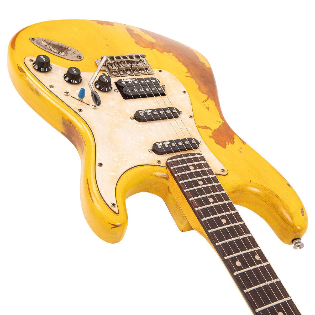 Vintage V6 ProShop Unique ~ Yellow Heavy Distressed - Richards Guitars Of Stratford Upon Avon