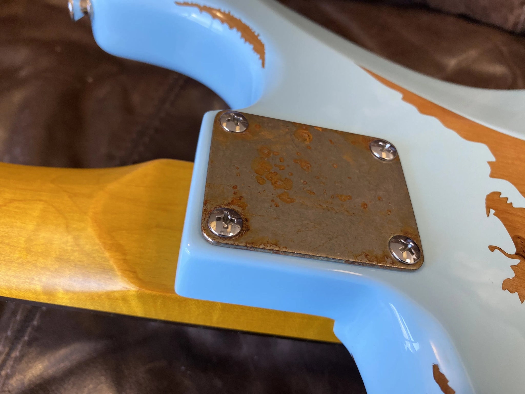 Vintage V6H ICON HSS Electric Guitar ~ Ultra - Gloss Distressed Laguna Blue - Richards Guitars Of Stratford Upon Avon