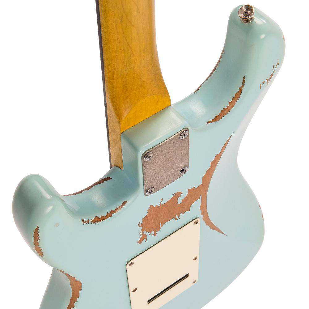 Vintage V6H ICON HSS Electric Guitar ~ Ultra - Gloss Distressed Laguna Blue - Richards Guitars Of Stratford Upon Avon