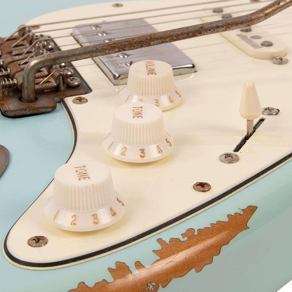 Vintage V6H ICON HSS Electric Guitar ~ Ultra - Gloss Distressed Laguna Blue - Richards Guitars Of Stratford Upon Avon