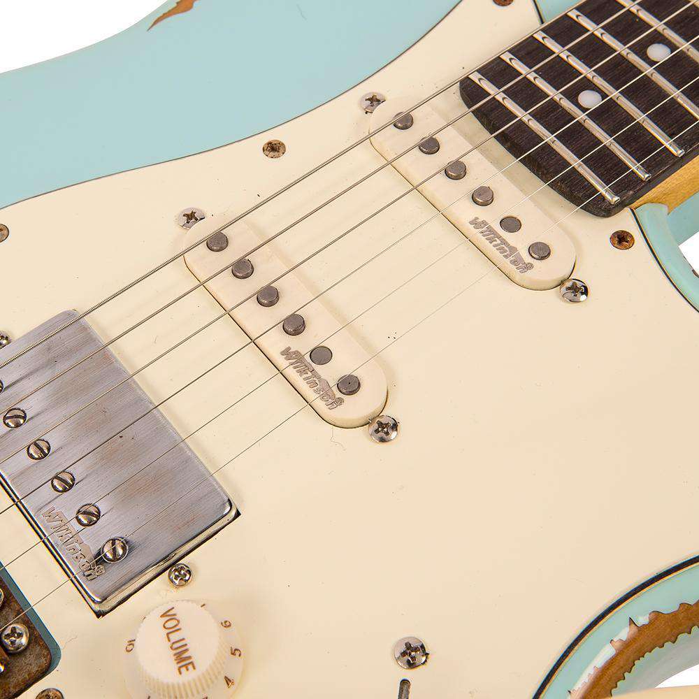 Vintage V6H ICON HSS Electric Guitar ~ Ultra - Gloss Distressed Laguna Blue - Richards Guitars Of Stratford Upon Avon