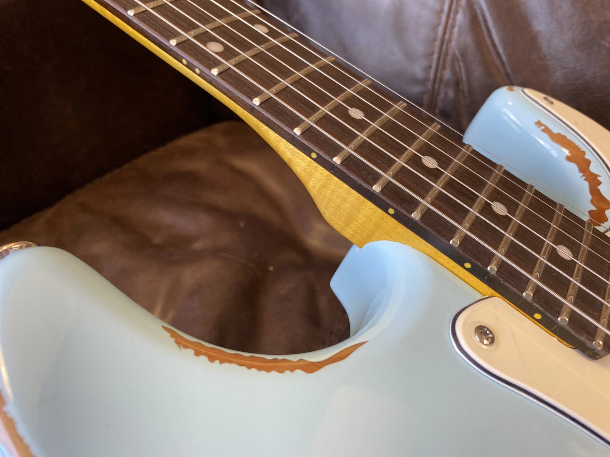 Vintage V6H ICON HSS Electric Guitar ~ Ultra - Gloss Distressed Laguna Blue - Richards Guitars Of Stratford Upon Avon