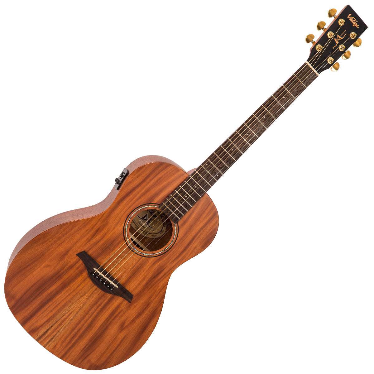 Vintage VE800MH Mahogany Series 'Parlour' Electro - Acoustic Guitar ~ Satin Mahogany - Richards Guitars Of Stratford Upon Avon
