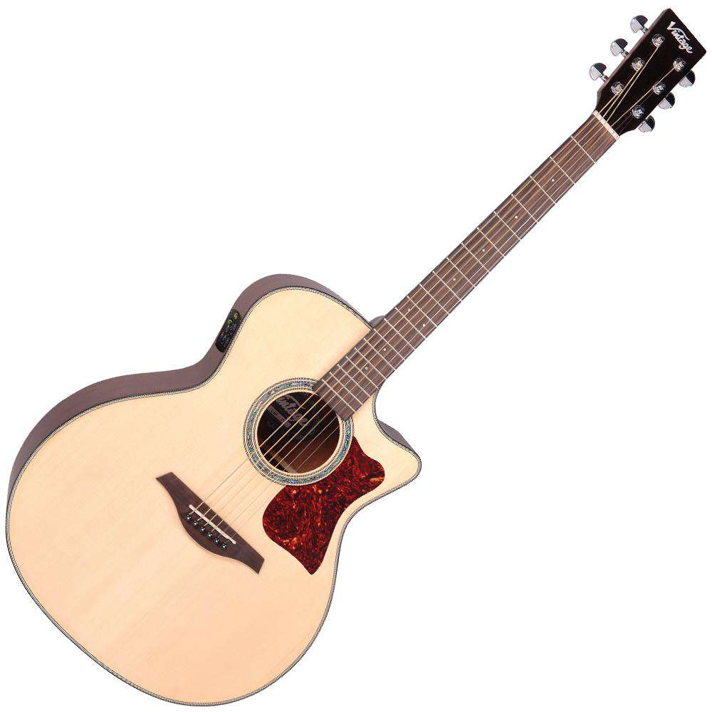 Vintage VGA990 Electro - Acoustic Sweetwater Guitar ~ Natural - Richards Guitars Of Stratford Upon Avon