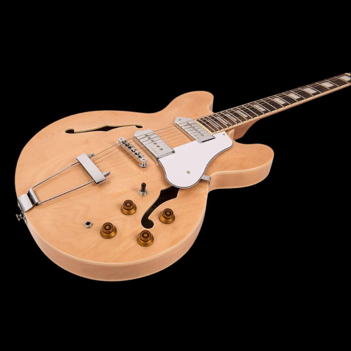 Vintage VSA500P ReIssued Semi Acoustic Guitar ~ Natural Maple - Richards Guitars Of Stratford Upon Avon
