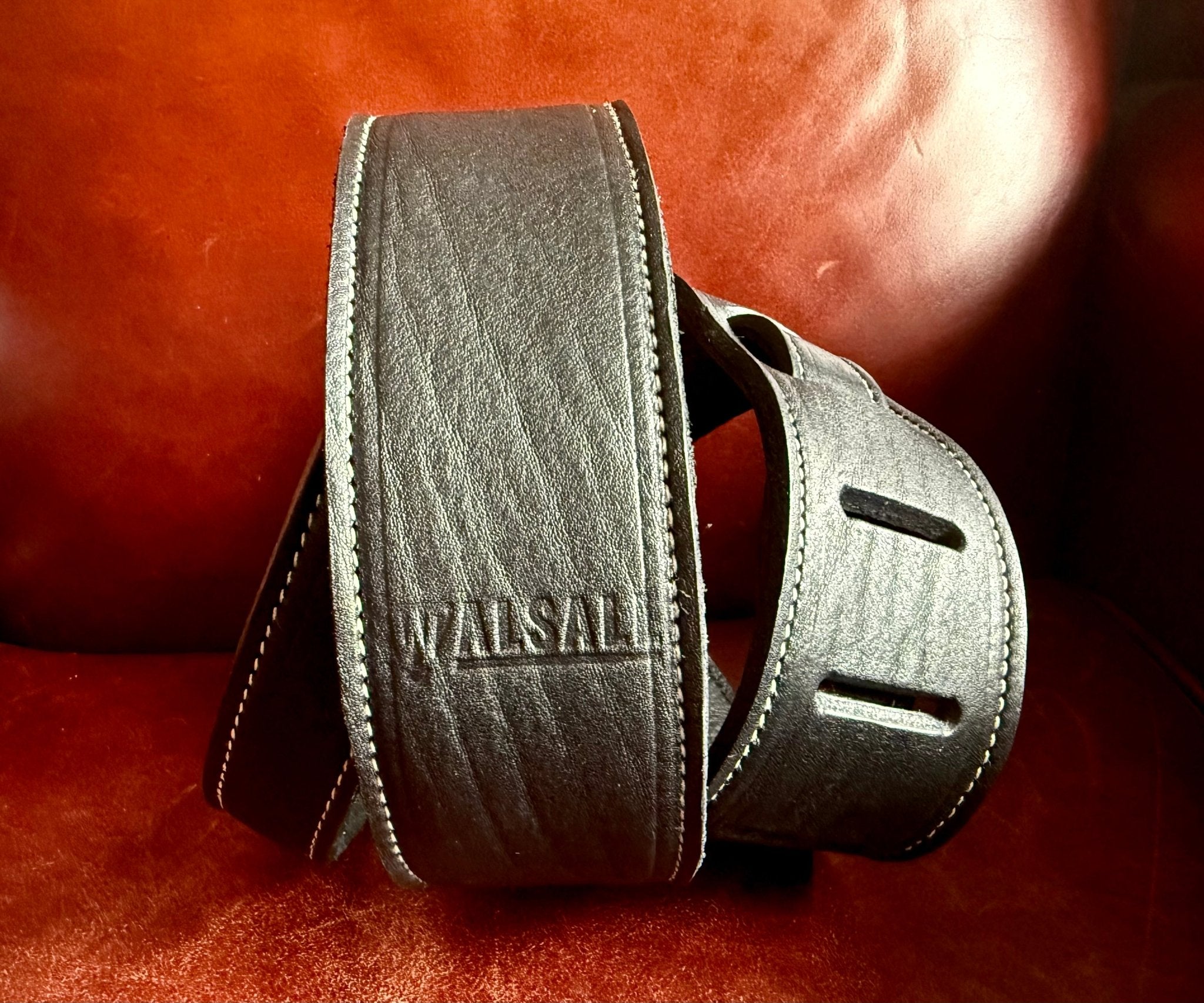 Walsall Hand Made Premium Padded Bridle Leather Guitar Strap - Richards Guitars Of Stratford Upon Avon
