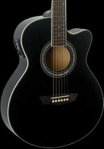 Washburn EA12 - Mini Jumbo - Black Electro Acoustic Guitar w' £225 Custom Pro Setup & Back Up Service - Richards Guitars Of Stratford Upon Avon