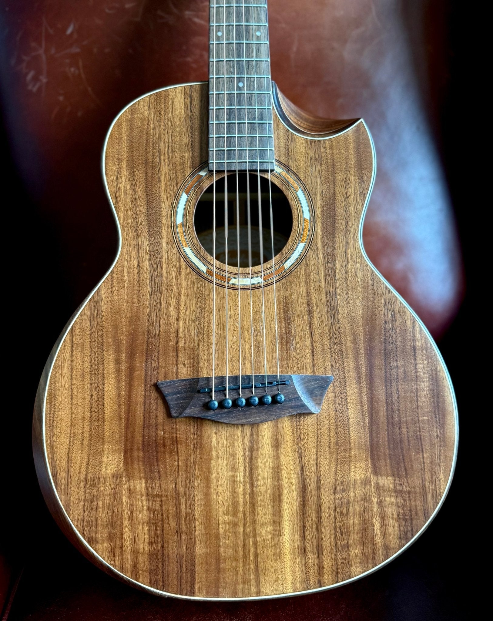 Washburn G - MINI 55 KOA - Mini/Travel - Natural Acoustic Guitar - Richards Guitars Of Stratford Upon Avon