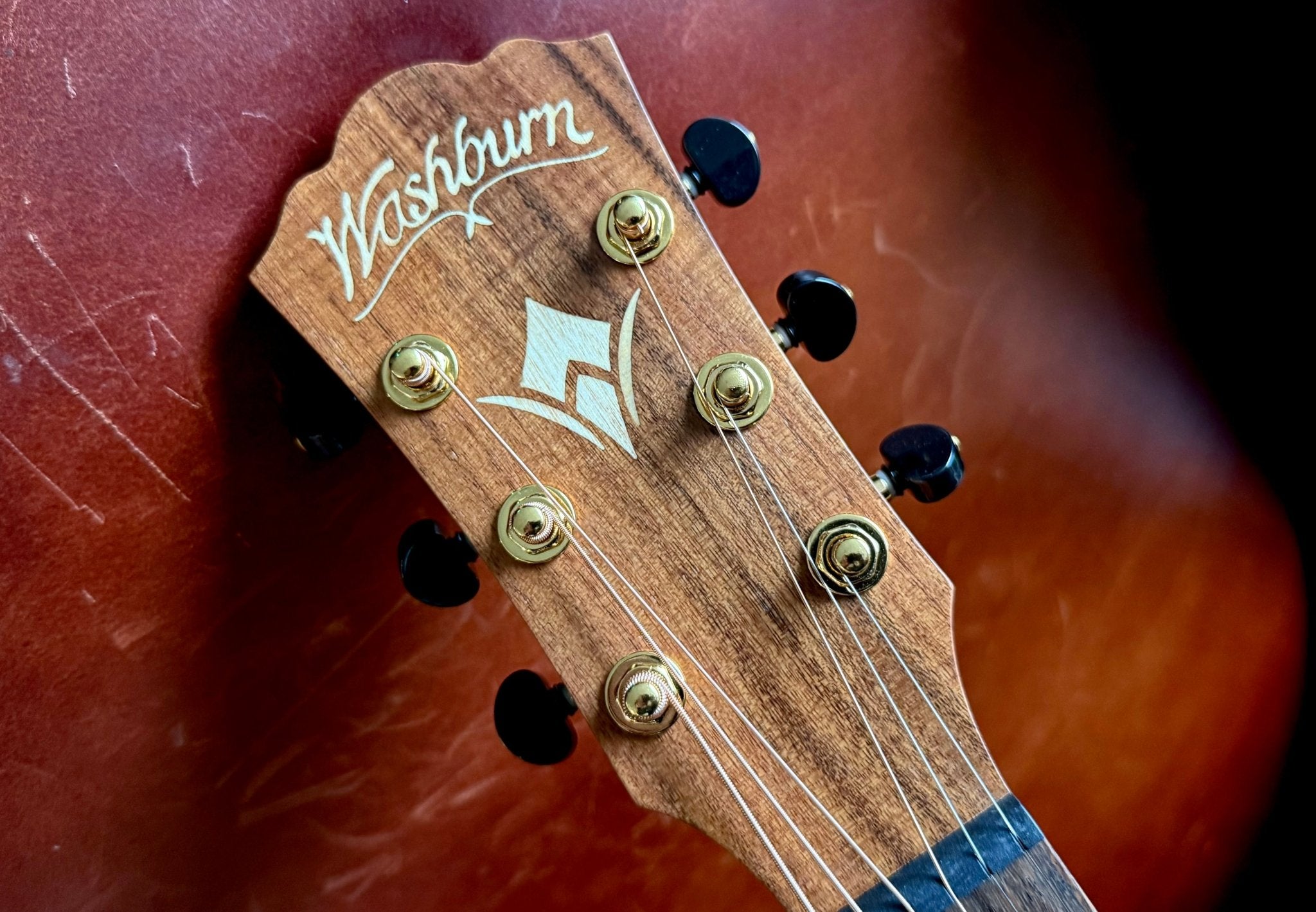 Washburn G - MINI 55 KOA - Mini/Travel - Natural Acoustic Guitar - Richards Guitars Of Stratford Upon Avon