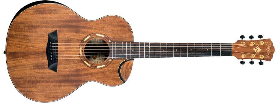 Washburn G - MINI 55 KOA - Mini/Travel - Natural Acoustic Guitar - Richards Guitars Of Stratford Upon Avon