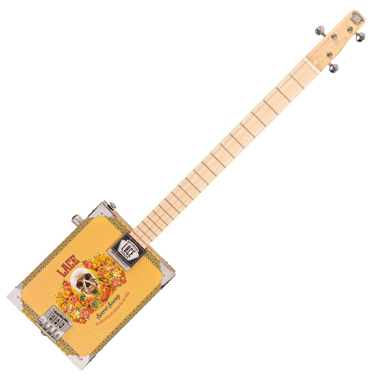 Lace Cigar Box Electric Guitar ~ 3 String ~ Secret Society, Electric Guitars for sale at Richards Guitars.