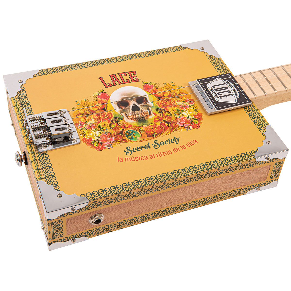 Lace Cigar Box Electric Guitar ~ 3 String ~ Secret Society, Electric Guitars for sale at Richards Guitars.
