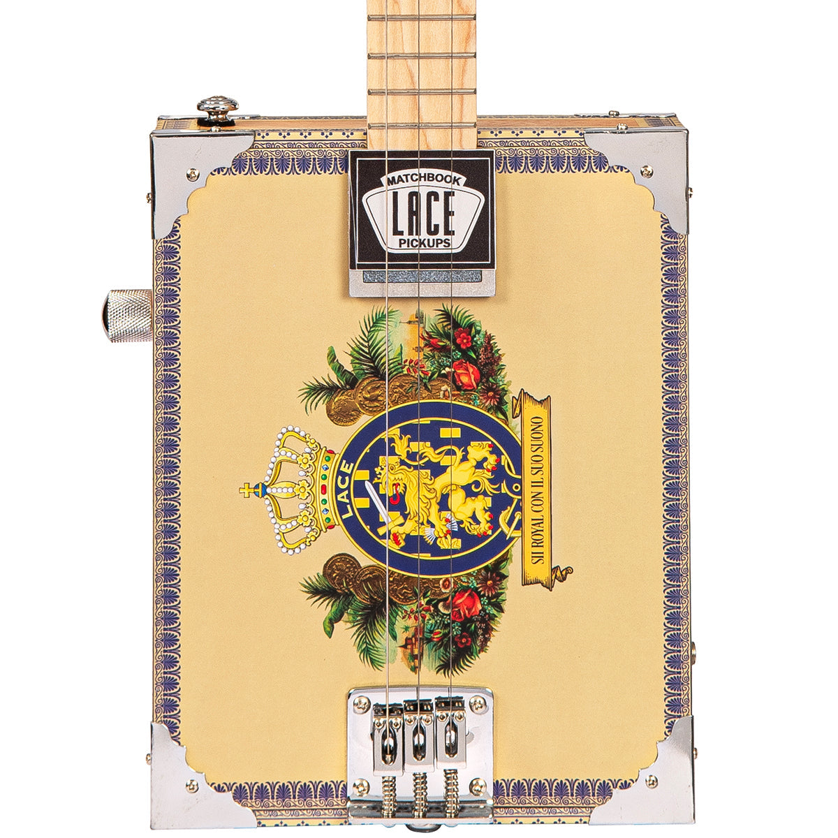 Lace Cigar Box Electric Guitar ~ 3 String ~ Royalty, Electric Guitars for sale at Richards Guitars.