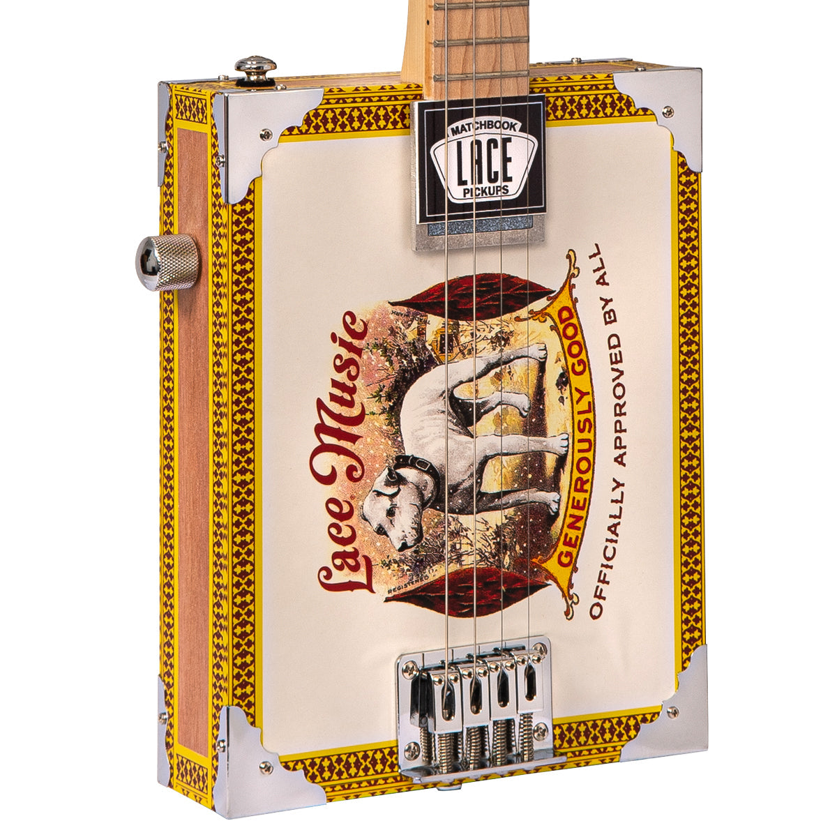 Lace Cigar Box Electric Guitar 4 String Pero Pup