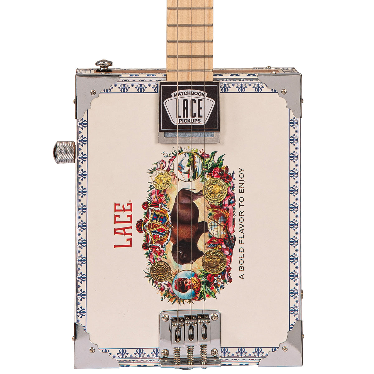 Lace Cigar Box Electric Guitar 3 String Buffalo Bill