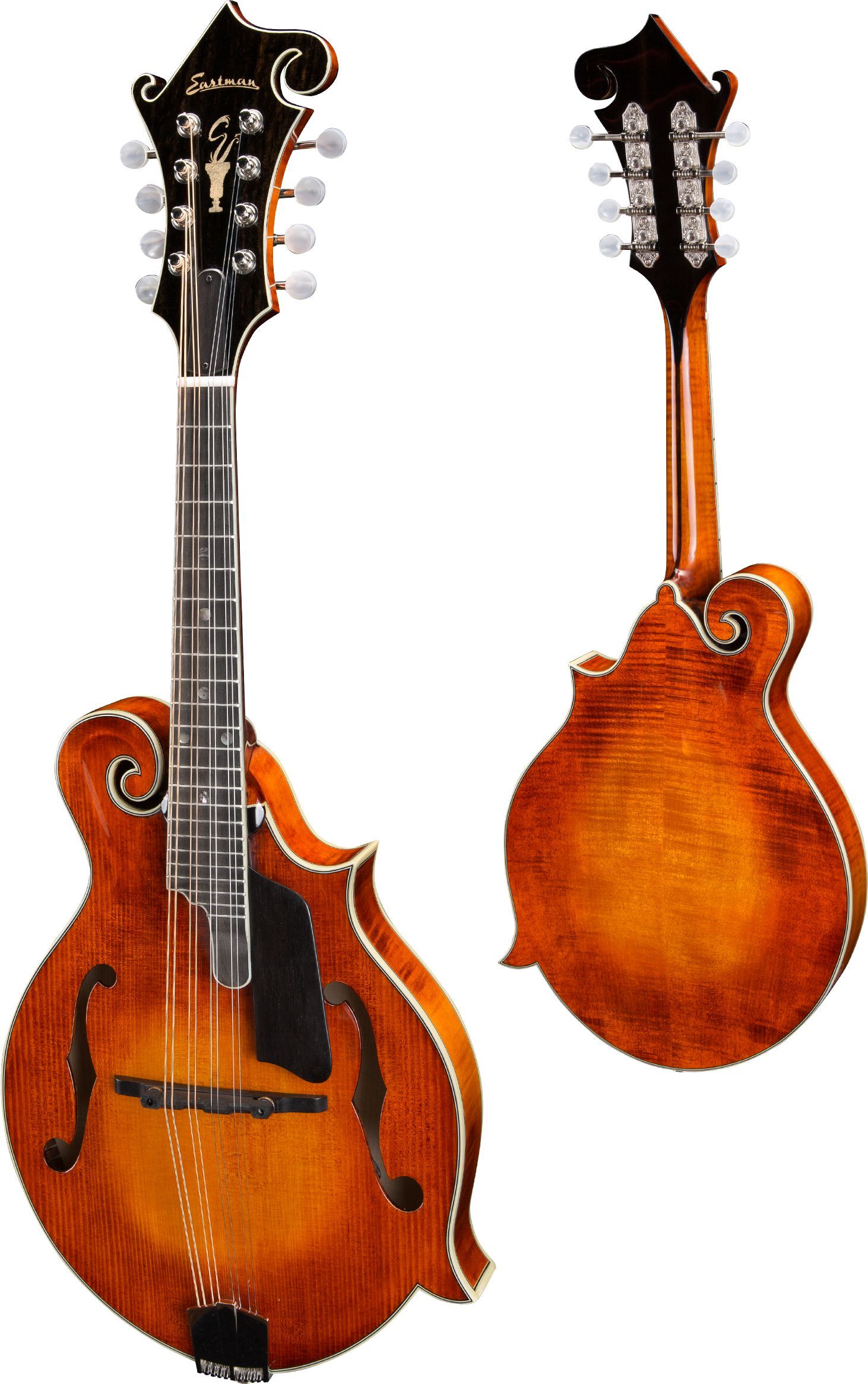 Eastman MD815PGE Same specs as MD815 Mandolin (but Honeyburst Gloss nitro finish and KnK twin mandolin pu, w/Case), Mandolin for sale at Richards Guitars.