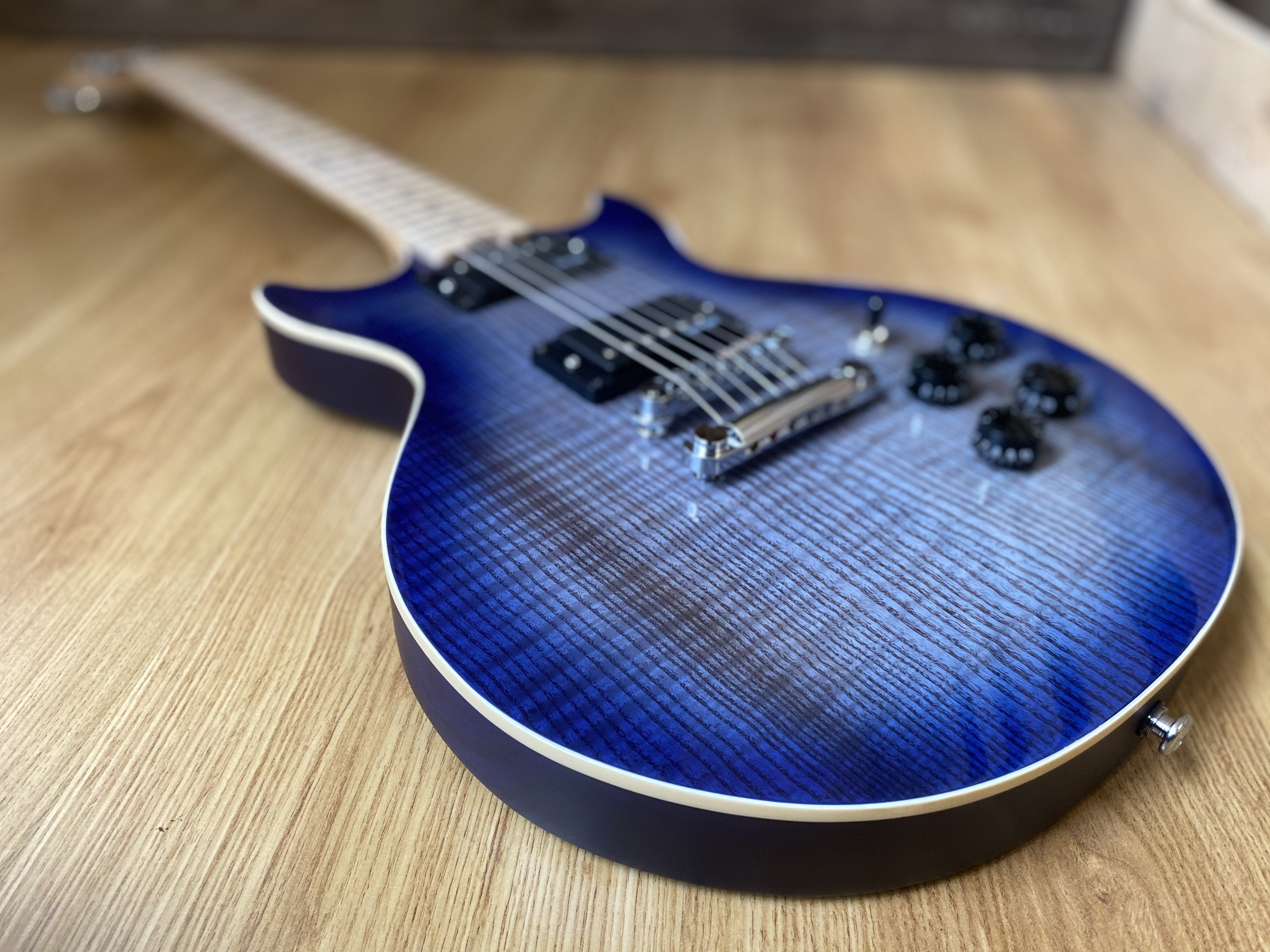 Gordon Smith GS Deluxe Trans Blue Maple Neck, Electric Guitar for sale at Richards Guitars.