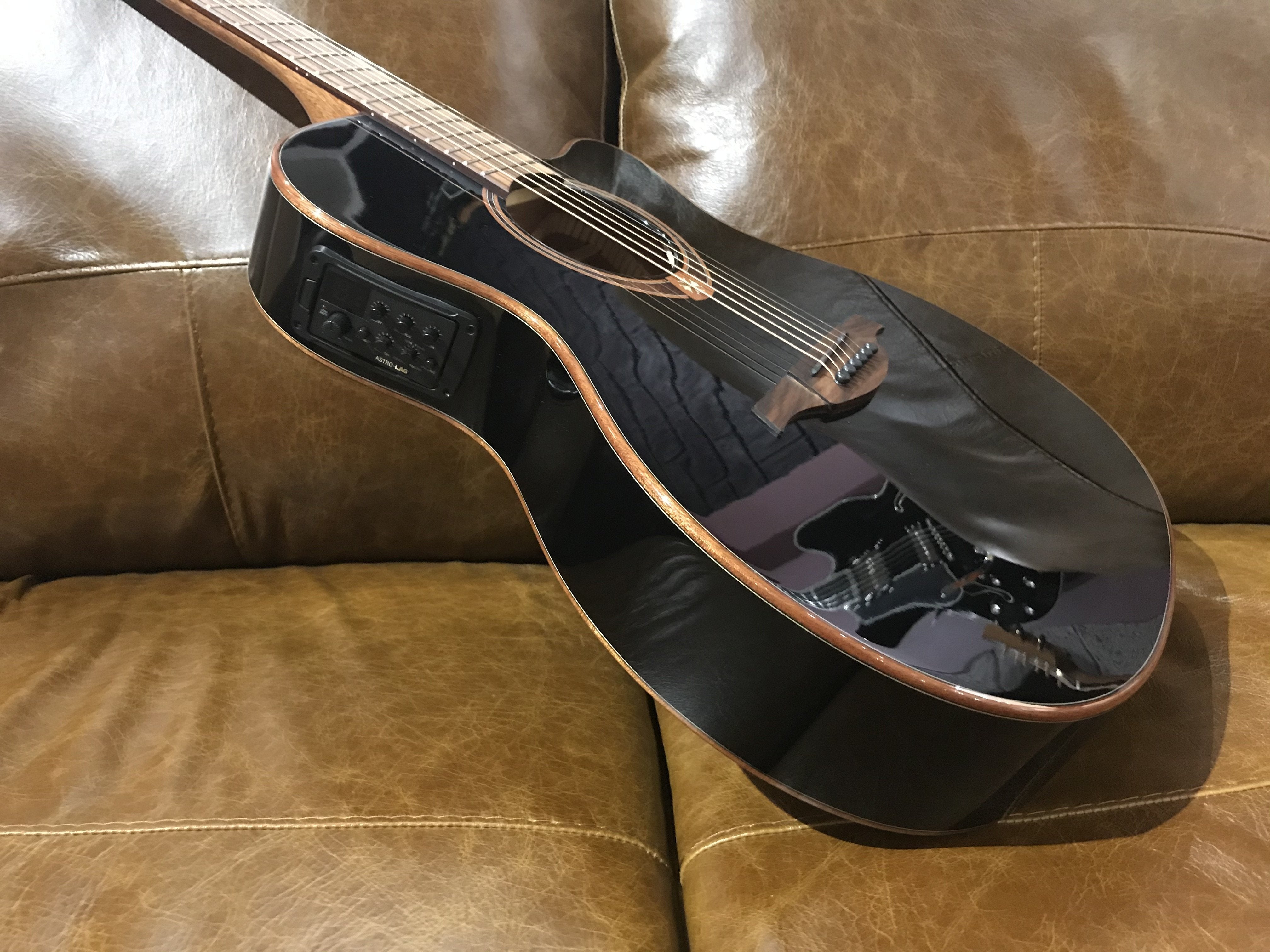 LAG TRAMONTANE 118 T118ASCE-BLK AUDITORIUM SLIM CUTAWAY ELECTRO BLACK, Electro Acoustic Guitar for sale at Richards Guitars.
