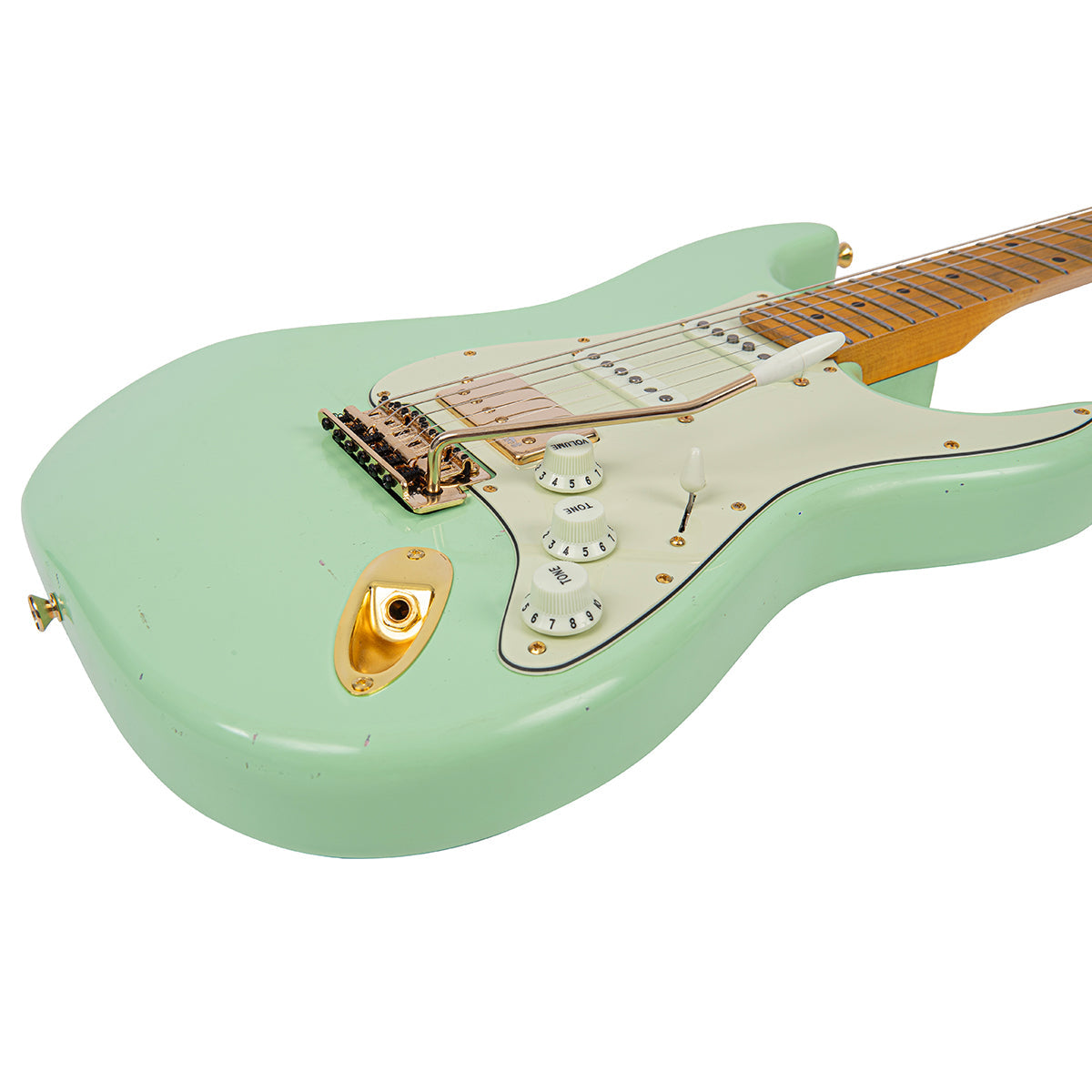 SOLD - Vintage V6 ProShop Custom Build ~ Light Distressing Surf Green, Electrics for sale at Richards Guitars.