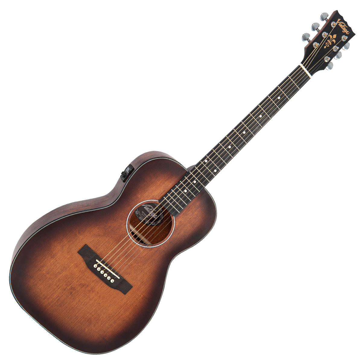 Vintage Stage Series 'Parlour' Electro-Acoustic Guitar ~ Antiqued, Electric Acoustic Guitars for sale at Richards Guitars.