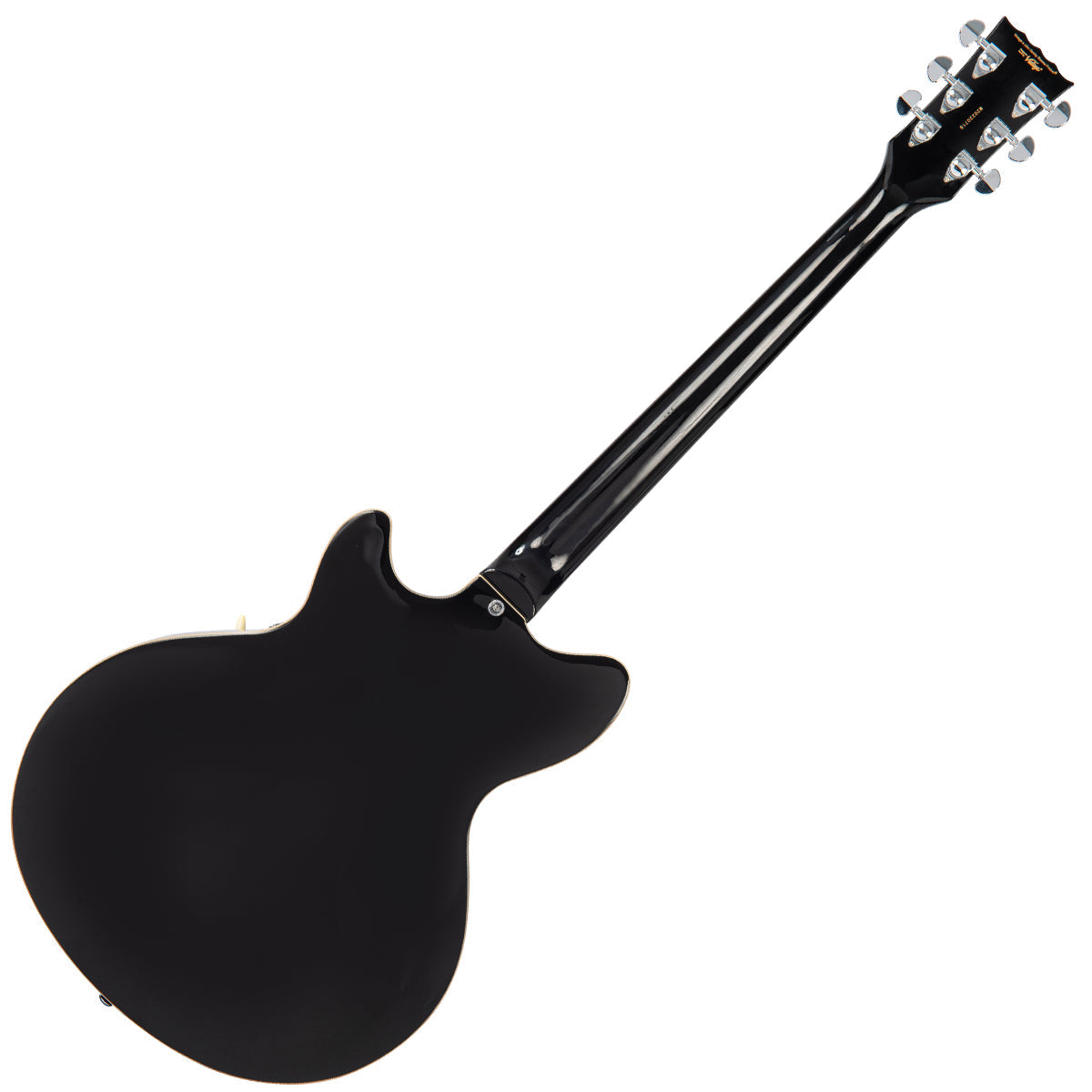 Vintage REVO Series 'Custom Supreme Baritone VI' Semi-Acoustic Guitar ~ Boulevard Black, Electric Guitars for sale at Richards Guitars.