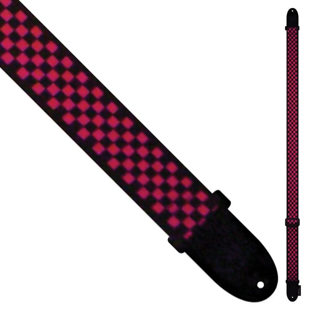 Perri's Polyester/Webbing Guitar Strap ~ Pink/Black Check, Accessory for sale at Richards Guitars.