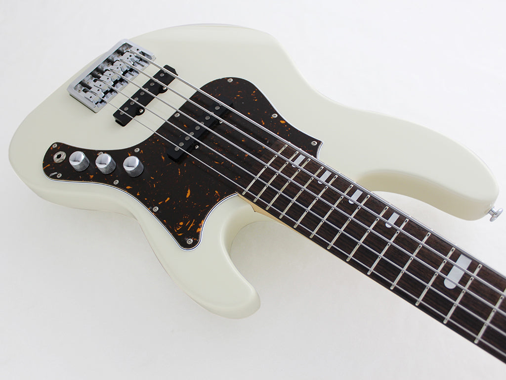 FGN Bass Guitar Expert Mighty Jazz EMJ5-AL-R Antique White (AWH) With Hard  Case