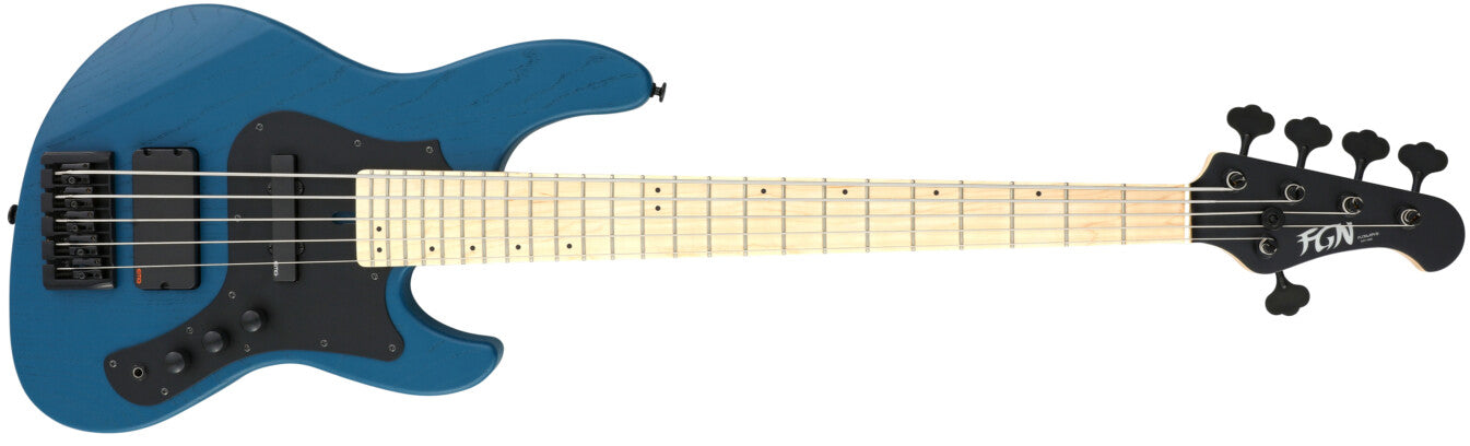 FGN Bass Guitar J Standard Mighty Jazz JMJ52ASHDEM Open Pore Blue With Gig Bag, Bass Guitar for sale at Richards Guitars.