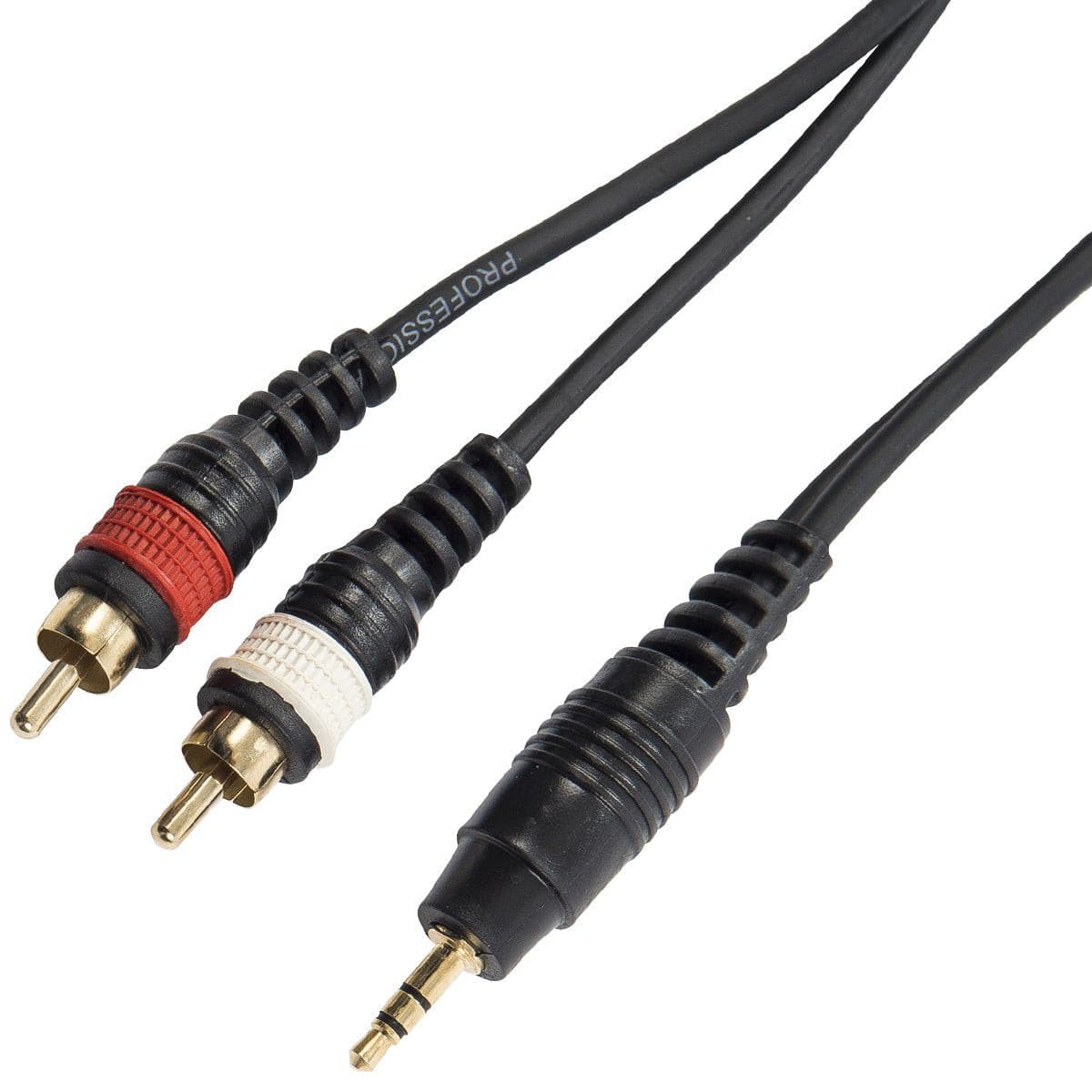 Kinsman Standard Soundcard Cable - 3.5mm Stereo/2 x Phono - 10ft/3m, Cables, Microphones & Headphones for sale at Richards Guitars.