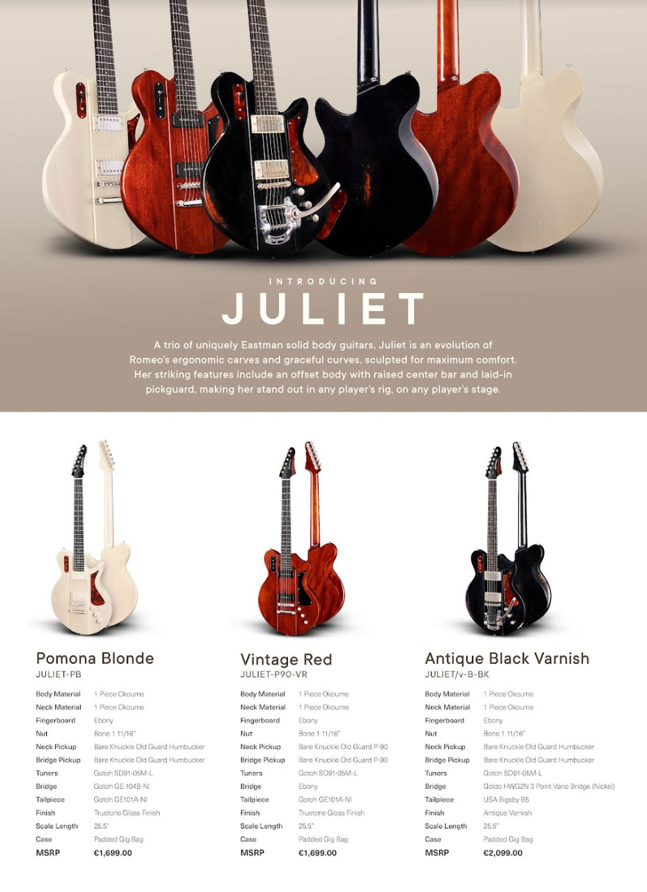 Eastman Juliet-P90-VR Vintage Red, Electric Guitar for sale at Richards Guitars.
