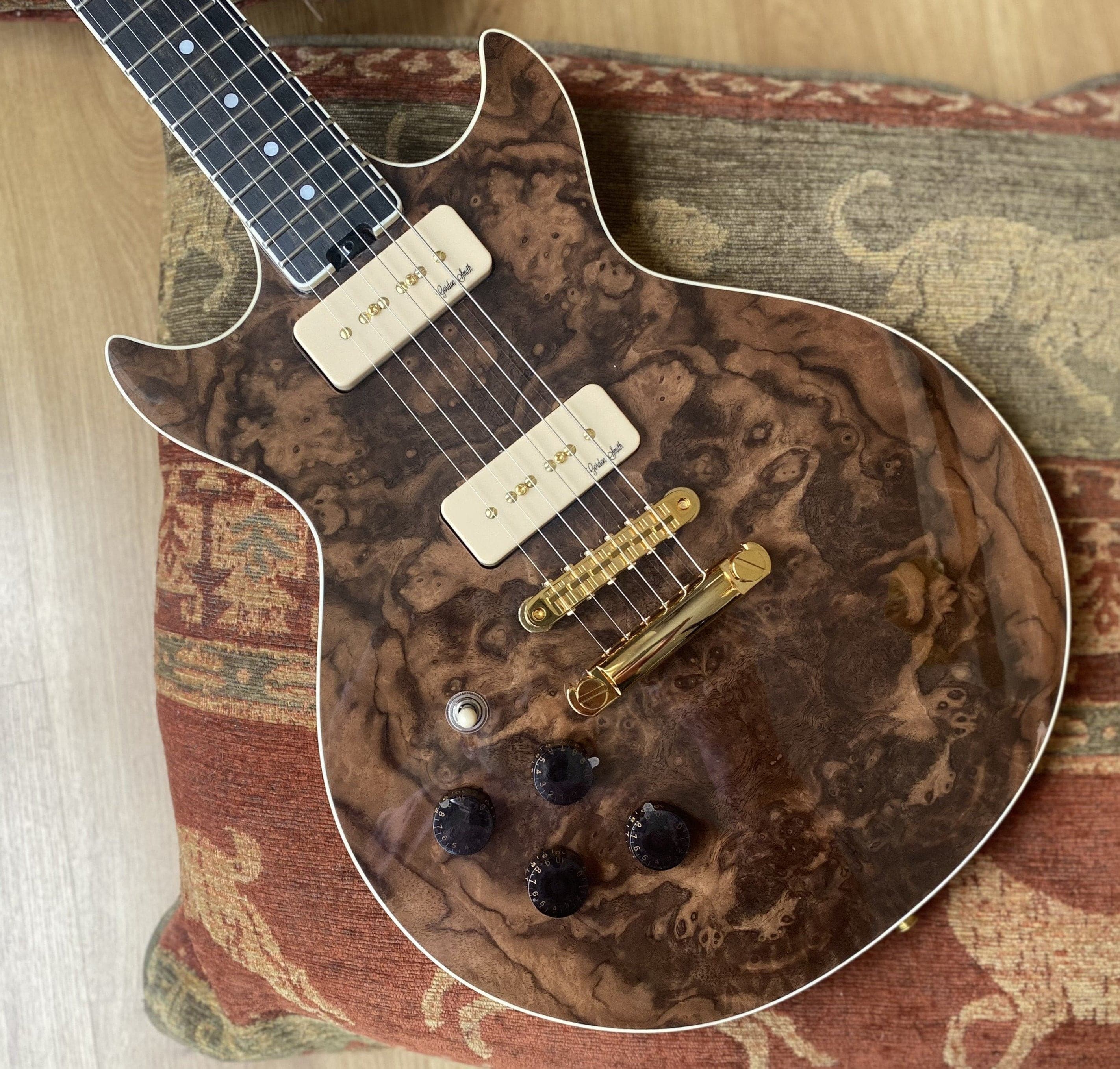 Gordon Smith GS Deluxe Burled Walnut P90 Custom Left Handed #20345, Electric Guitar for sale at Richards Guitars.