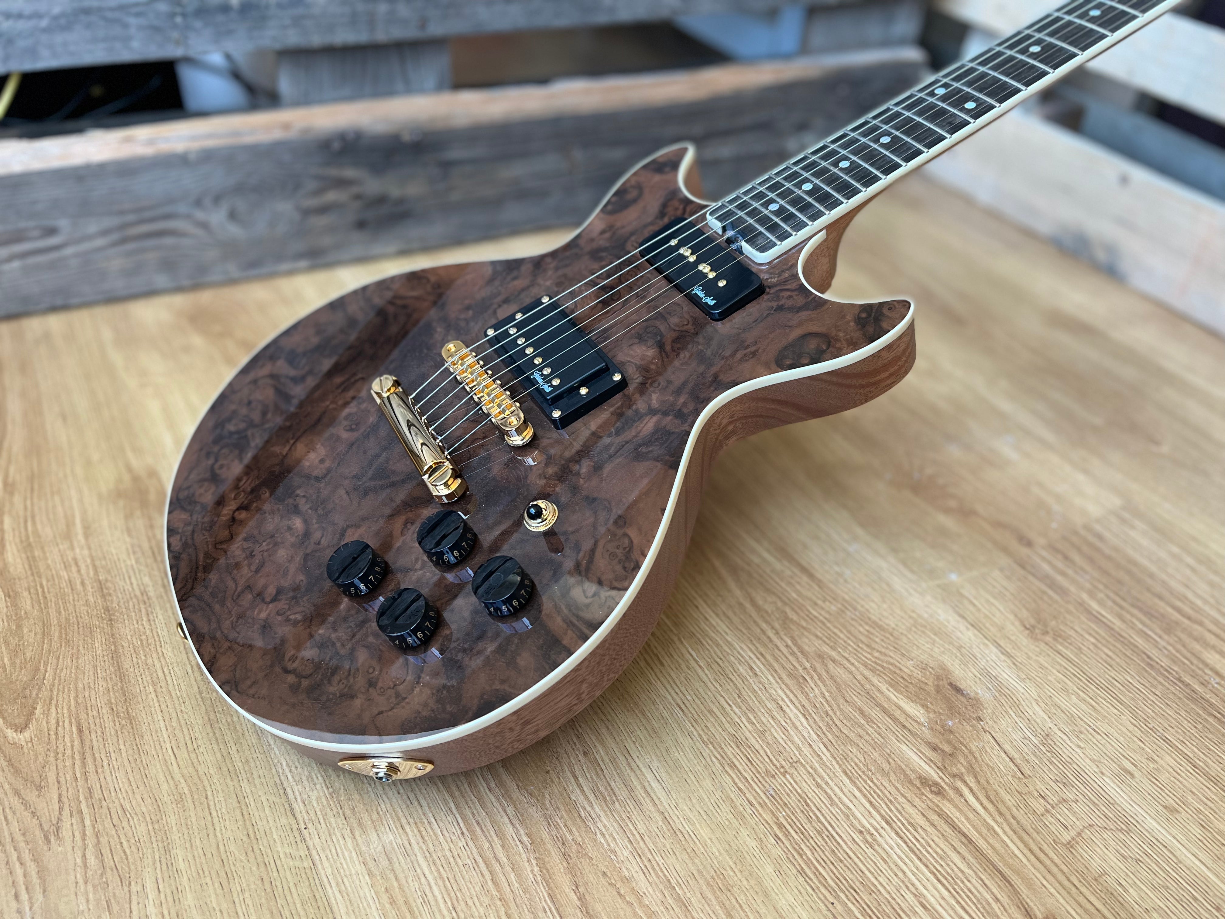 Gordon Smith GS HB P90 Deluxe Burled Walnut Custom, Electric Guitar for sale at Richards Guitars.